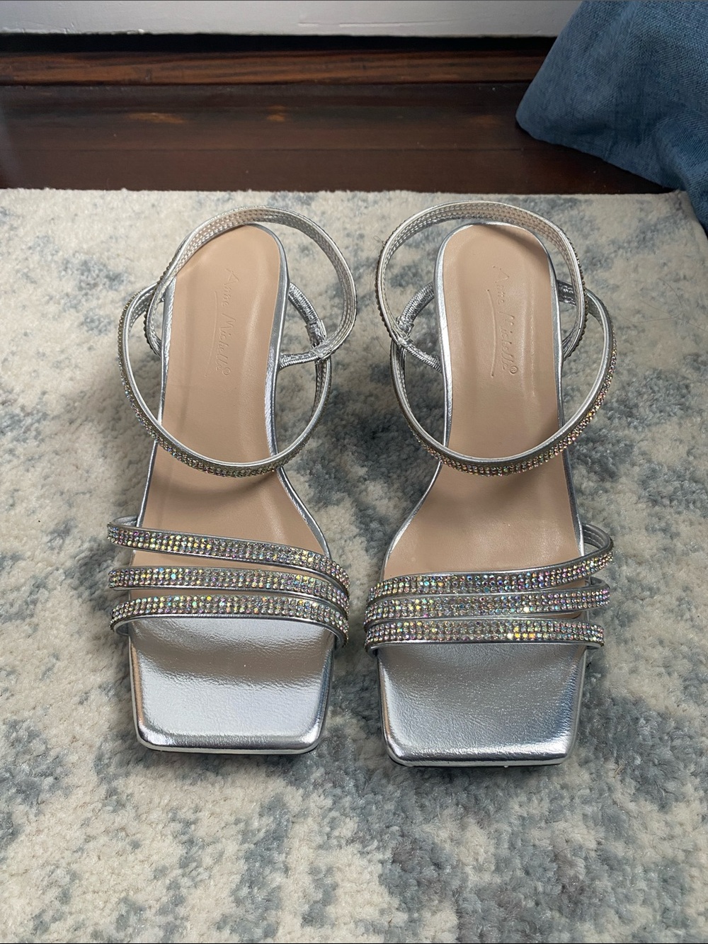 Silver Crystal-Strap Women's Sandals